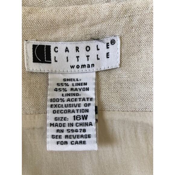 Carole Little Linen Blend Floral Embroidered Jacket 16W Duster Kimono Chic Boho - Picture 4 of 15